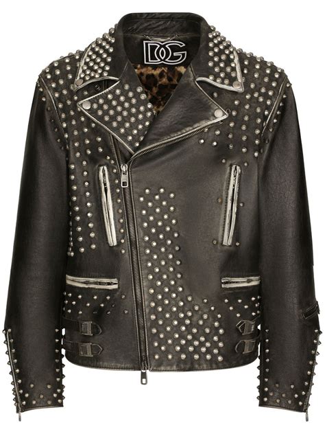 dolce gabbana lederjacke herren red|Dolce & Gabbana leather jacket.